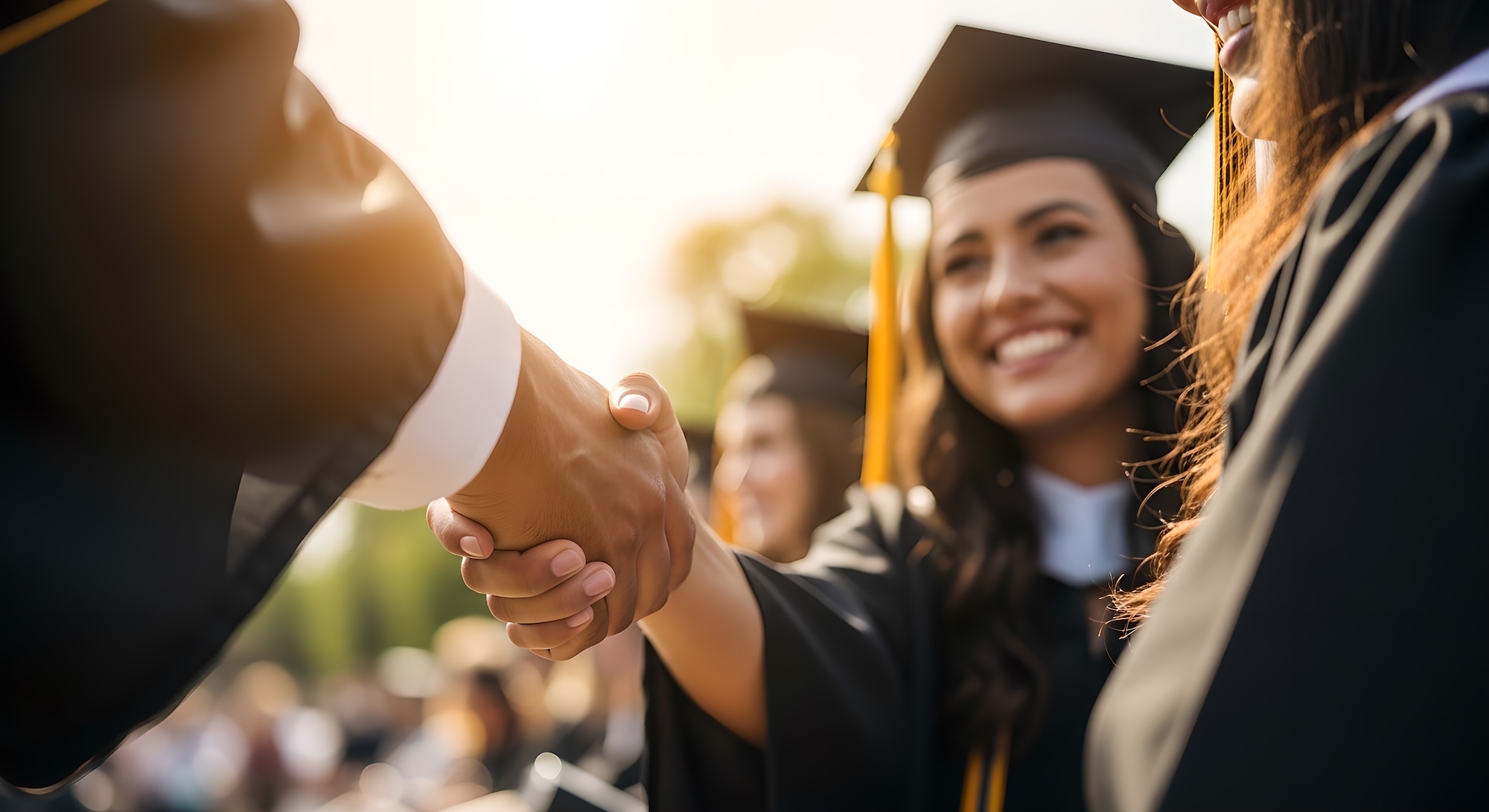 Graduate shaking hands